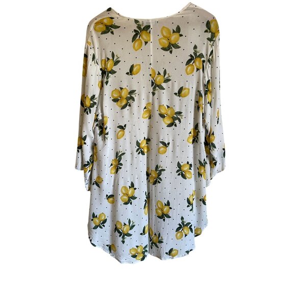 TORRID Size 00/0 White Lemon Citrus Fruit Polka Dot Kimono Wrap - Picture 4 of 9